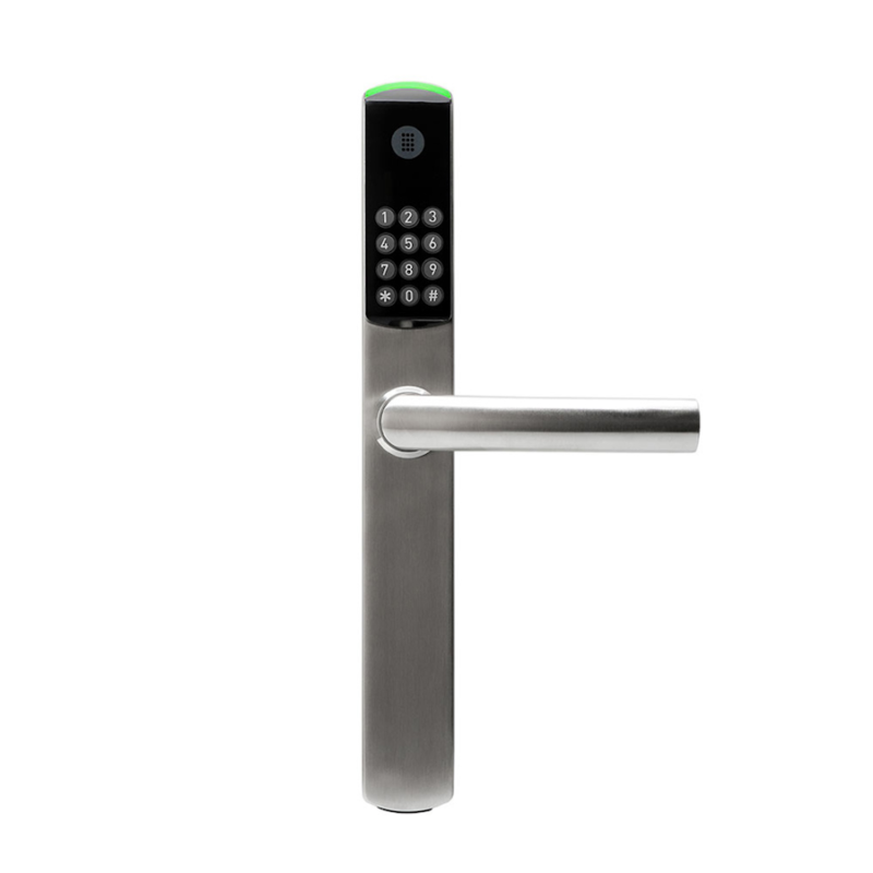 Ηλεκτρονική κλειδαριά, Omnitec Slim Code, κωδικός, κάρτα RFID, κινητό, μηχανικός κύλινδρος, inox, ασημί