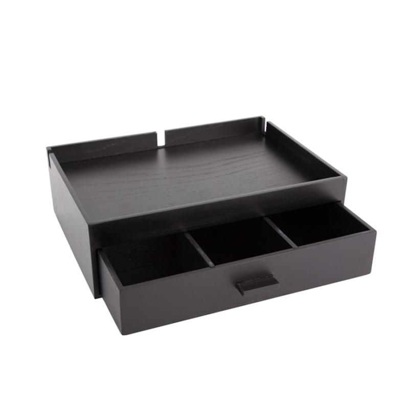 Δίσκος Καλωσορίσματος, B-Tray, Smart, με συρτάρι, μαύρος, Κόντρα πλακέ με καπλαμά οξιάς - 8,0 x 26,5 x 19,0 cm