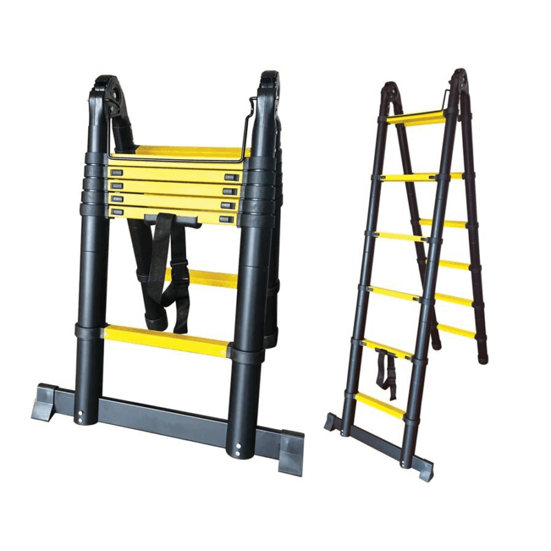 Σκάλα τηλεσκοπική-σπαστή αλουμινίου 6+6 σκαλοπάτια 1,9-3,8m