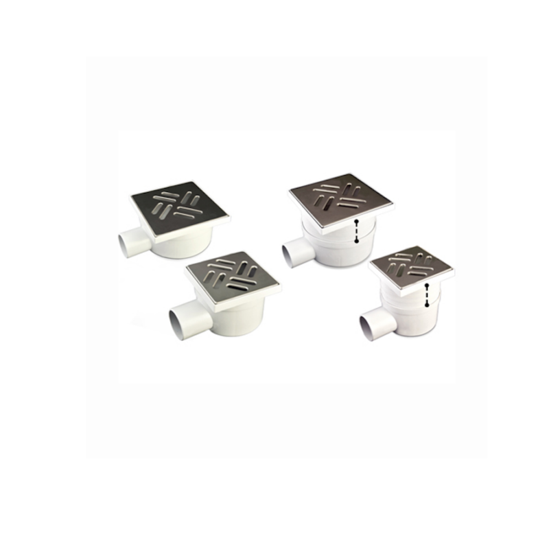 Πλαστικό σιφώνι δαπέδου Φ50 με ανοξείδωτες σχάρες σετ