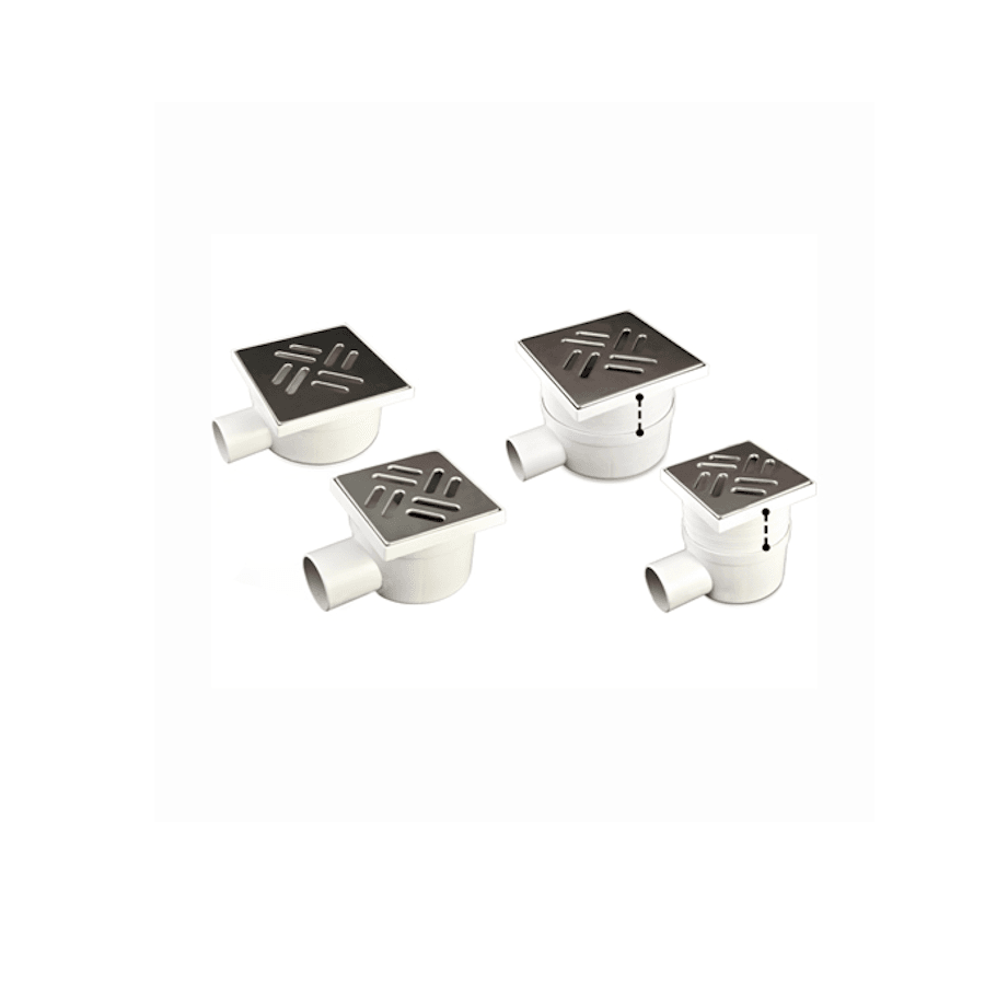 Πλαστικό σιφώνι δαπέδου Φ50 με ανοξείδωτες σχάρες σετ